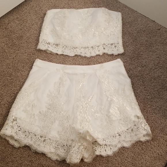 white romper short set